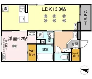 プランドゥブレ西新【2階】の間取り