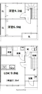 メゾンクレール賀茂弐番館【103号室】の間取り