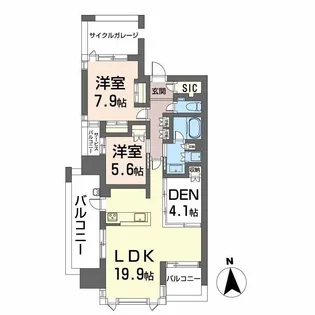 グランドメゾン大濠公園2020 401号室【4階】の間取り