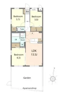 プレジデント白水Ⅴ【1階】の間取り