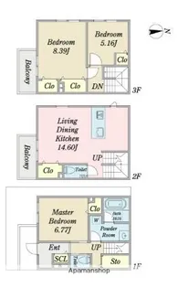 レジデンシャルジェム姪浜駅【101号室】の間取り