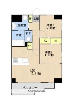 LIBTH高取Ⅱ【502号室】の間取り