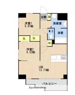 LIBTH高取Ⅱ【5階】の間取り