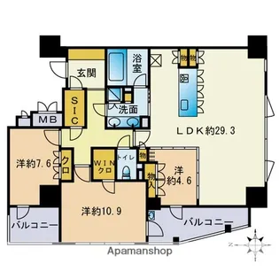 プレミスト大濠公園【901号室】の間取り