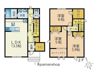 (仮称)オズスクエア七隈【2階】の間取り