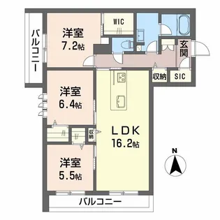 エーデルワイス【A302号室】の間取り