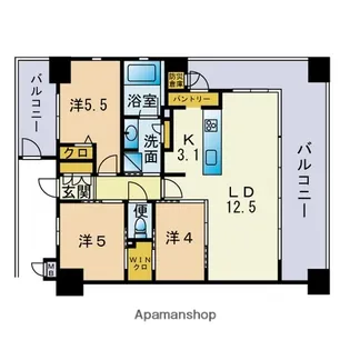アメイズブレステージ別府【2階】の間取り