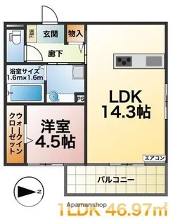 WOOD’S PEAK 大濠【301号室】の間取り
