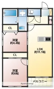FLAGS 姪浜【201号室】の間取り