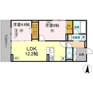 リヴィエール友丘【203号室】の間取り