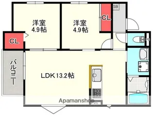 N.MAISON七隈【101号室】の間取り