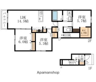 へーベルメゾン・歯科大前【2階】の間取り