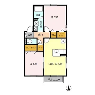 ウィルモア干隈【101号室】の間取り