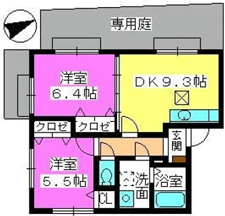 ウイング別府【1階】の間取り