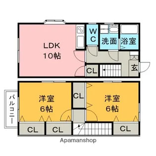 クローバー岡【B-3号室】の間取り