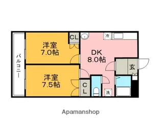 サンシャインコート東合川【101号室】の間取り