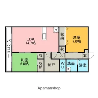 モントーレ久留米セントラルパーク【4階】の間取り