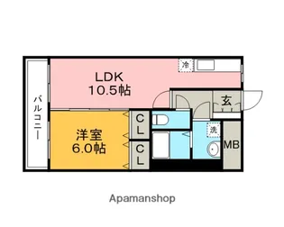 サンライズ東櫛原【3階】の間取り