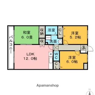 グリーンビル御井B【306号室】の間取り