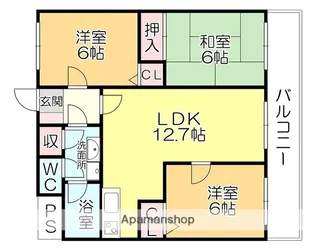 ビブレマンション諏訪野【403号室】の間取り