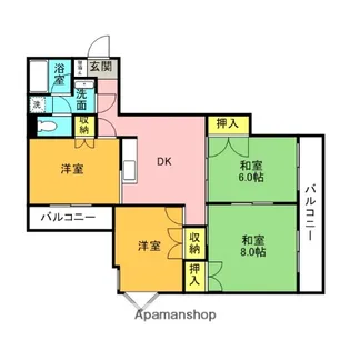 サンライズ白木Ⅱ棟【1階】の間取り