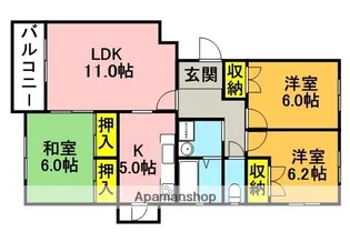 ディアコートA【2階】の間取り