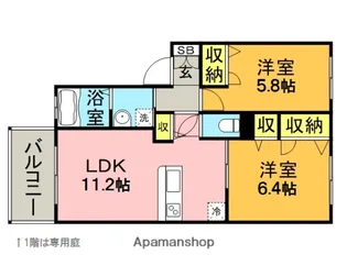 プレフェランス【1階】の間取り