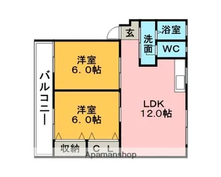 2LDKの間取り画像
