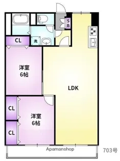 サザンコート久留米【4階】の間取り