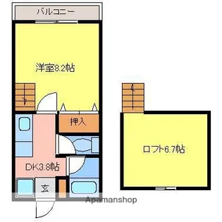 レッドハウス福益A・B棟【203.号室】の間取り