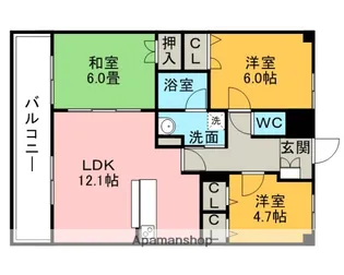 ライオンズマンションMAXIM櫛原【6階】の間取り