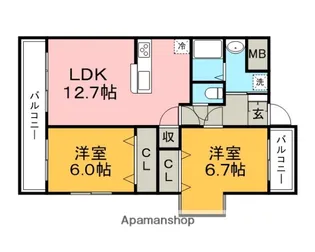 グリーンヒル櫛原【103号室】の間取り