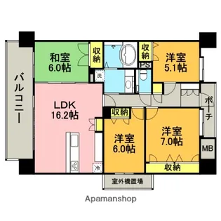 サングレート六ツ門【1107号室】の間取り