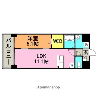 ソレイユ中央【6階】の間取り