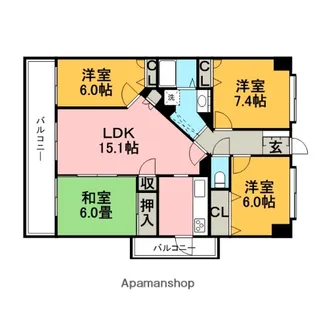 アーサー久留米グランセ【212.号室】の間取り