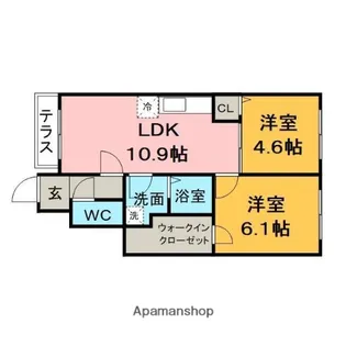ポムダムール【103号室】の間取り