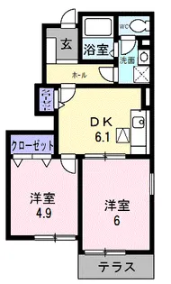 カーサ・フィオーレA【1階】の間取り