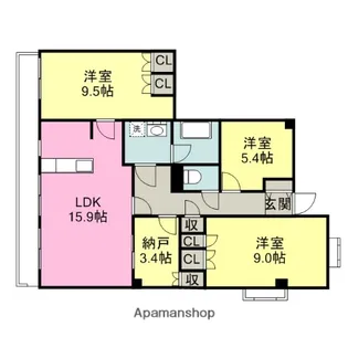カトルズ旭【9階】の間取り