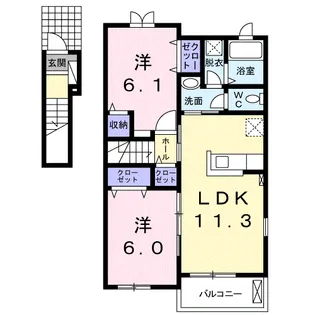 クローバー・Ⅱ【2階】の間取り
