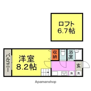 グルナディエⅠ・Ⅱ棟【Ⅰ102号室】の間取り