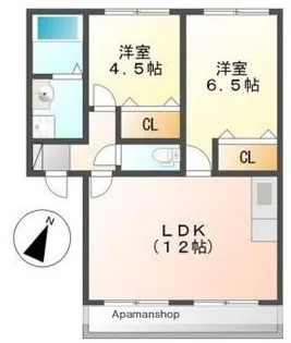 2LDKの間取り画像