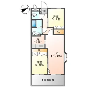 デュエール【1階】の間取り