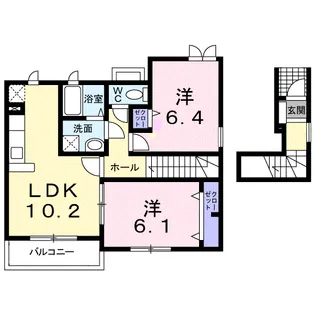 グリーンハイツ鷹取Ⅲ【2階】の間取り