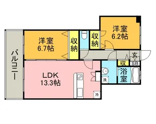 2LDKの間取り画像