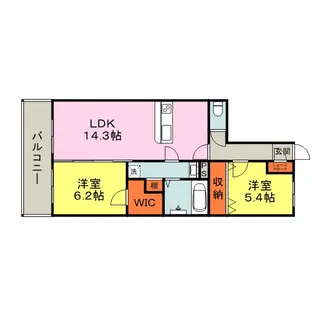 サクセス東櫛原【2階】の間取り