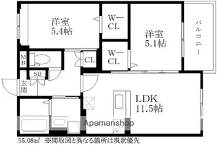 ボワットノワール【101号室】の間取り