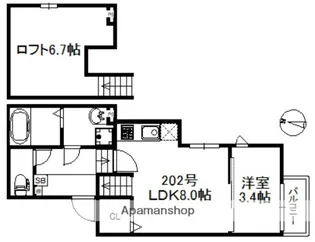 アイリスサンタ久留米【2階】の間取り