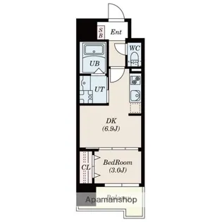 S−RESIDENCE六ツ門ABREASTⅡ【13階】の間取り