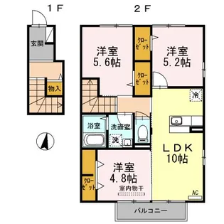 ルージュみやき【2階】の間取り