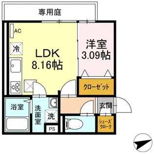 DーROOMクレスト国分【1階】の間取り
